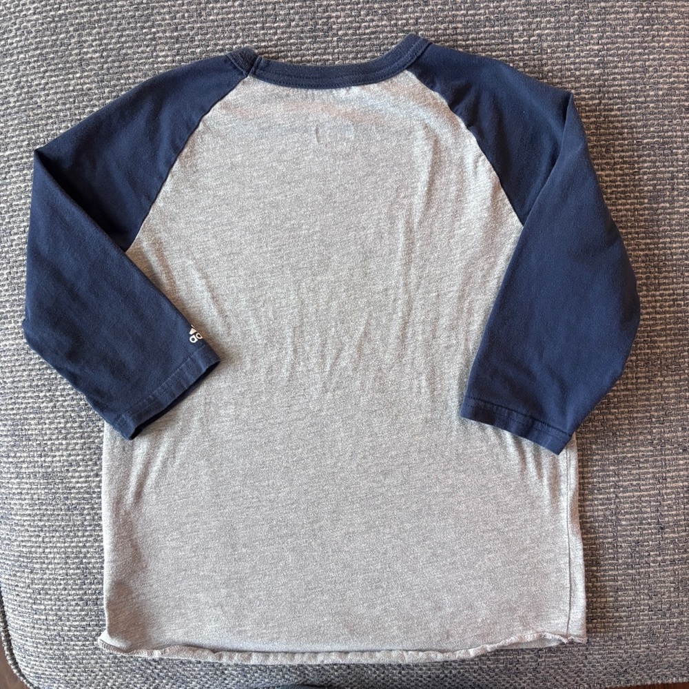 Adidas Kids Gray Navy Raglan Baseball Tee 3/4 Sleeve Size Medium - Picture 4 of 4